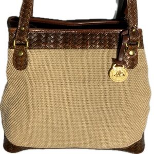 Brahmin Woven‎ Tweed Embossed Leather Shoulder Handbag